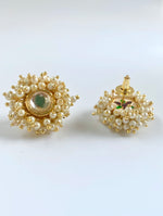 Load image into Gallery viewer, Pearl Shower White Kundan Earrings