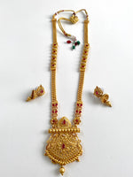 Load image into Gallery viewer, Peora Matte Gold Maroon & White Stone Necklace Set