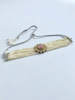 Load image into Gallery viewer, Pinky Moon Day Kundan Pearl Diamond Choker Necklace Set