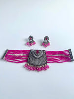 Load image into Gallery viewer, Queen In Pink Diamond Choker Necklace Set
