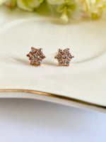 Load image into Gallery viewer, Rose Gold Flower Diamond Studded Earrings