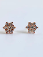 Load image into Gallery viewer, Rose Gold Flower Diamond Studded Earrings