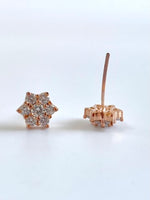 Load image into Gallery viewer, Rose Gold Flower Diamond Studded Earrings