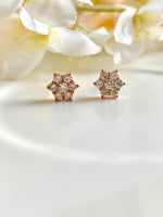 Load image into Gallery viewer, Rose Gold Flower Diamond Studded Earrings