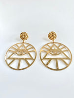 Load image into Gallery viewer, Round Evil Eye Golden Earrings