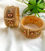 Load image into Gallery viewer, Royal Golden Relation Matte Bangle Set Of Two