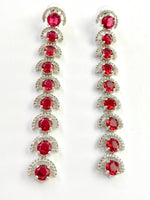 Load image into Gallery viewer, Ruby Moon In White Diamond Dangler Earrings