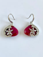 Load image into Gallery viewer, Ruby White Diamond Star Hook Earrings