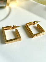 Load image into Gallery viewer, Small Rectangle Golden Finish Earrings