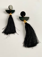 Load image into Gallery viewer, Statement Black Long Earrings