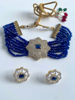 Load image into Gallery viewer, Studded Blue Galaxy Diamond Choker Necklace Set