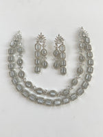 Load image into Gallery viewer, Studded Grey Sky Double Layered Diamond Necklace Set