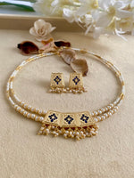 Load image into Gallery viewer, Super 3 Elements Twin Pearl Necklace Set- Maroon & Navy Blue