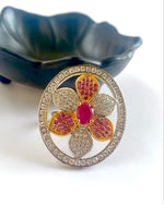 Load image into Gallery viewer, The Flower Of Life Free Size Diamond Cocktail Ring