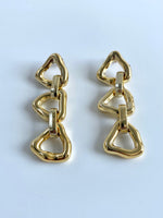 Load image into Gallery viewer, Triangle Three Layered Golden Earrings