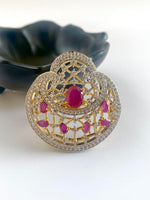 Load image into Gallery viewer, Twinkie Pink n White Free Size Diamond Cocktail Ring