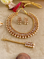 Load image into Gallery viewer, White Drops Pear Polki Necklace Set