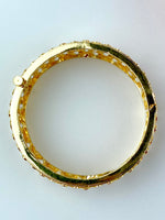 Load image into Gallery viewer, Antique Matte Gold White S Pink Kundan Bangle Set Of Two