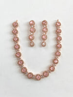 Load image into Gallery viewer, Baby Pink Round Diamond Necklace Set