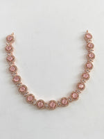 Load image into Gallery viewer, Baby Pink Round Diamond Necklace Set