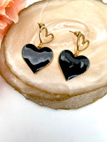 Load image into Gallery viewer, Big Heart Drop Golden Earrings