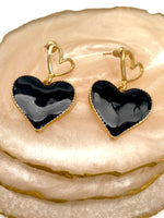 Load image into Gallery viewer, Big Heart Drop Golden Earrings