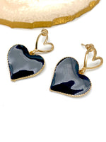 Load image into Gallery viewer, Big Heart Drop Golden Earrings
