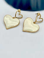Load image into Gallery viewer, Big Heart Drop Golden Earrings