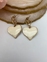 Load image into Gallery viewer, Big Heart Drop Golden Earrings