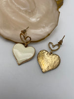 Load image into Gallery viewer, Big Heart Drop Golden Earrings