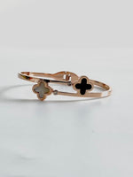 Load image into Gallery viewer, Black N White Marble Finish Flower Rose Gold Bracelet