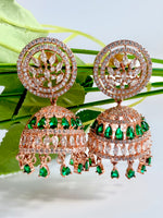 Load image into Gallery viewer, Carry Me Everywhere Green Diamond Jhumkas
