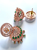 Load image into Gallery viewer, Carry Me Everywhere Green Diamond Jhumkas