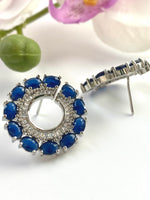 Load image into Gallery viewer, Circle Of Blue White Diamond Earrings