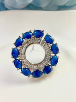Load image into Gallery viewer, Circle Of Blue White Diamond Earrings