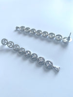 Load image into Gallery viewer, Cushion Diamond Single Line Long Earrings
