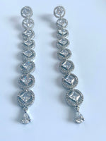 Load image into Gallery viewer, Cushion Diamond Single Line Long Earrings