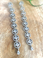 Load image into Gallery viewer, Cushion Diamond Single Line Long Earrings