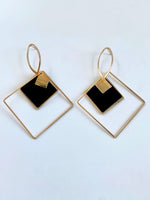 Load image into Gallery viewer, Diana Multishaped Black And Golden Hoops Earrings