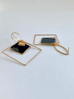 Load image into Gallery viewer, Diana Multishaped Black And Golden Hoops Earrings