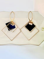 Load image into Gallery viewer, Diana Multishaped Black And Golden Hoops Earrings