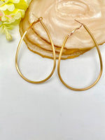 Load image into Gallery viewer, Drop Shaped Matte Finish Big Hoop Earrings