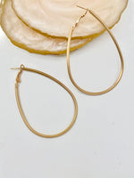 Load image into Gallery viewer, Drop Shaped Matte Finish Big Hoop Earrings