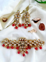 Load image into Gallery viewer, Elegance Personified Red Kundan Choker Set!