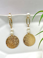 Load image into Gallery viewer, Golden N Pearl Long Shining Earrings