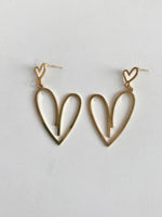 Load image into Gallery viewer, Heart Shaped Golden Earrings
