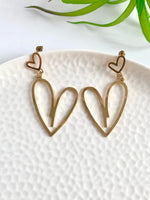 Load image into Gallery viewer, Heart Shaped Golden Earrings