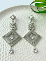 Load image into Gallery viewer, Princess Cut Diamond Dangler Earrings