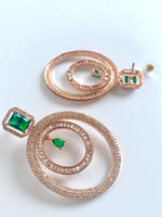 Load image into Gallery viewer, I'm All Classy Green Rose Diamond Earrings