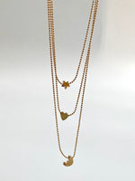 Load image into Gallery viewer, Moon, Star & Heart Three Layered Necklace